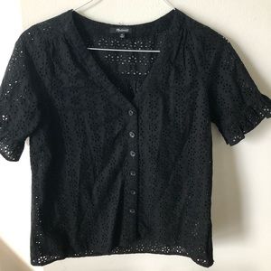 See through eyelet black top